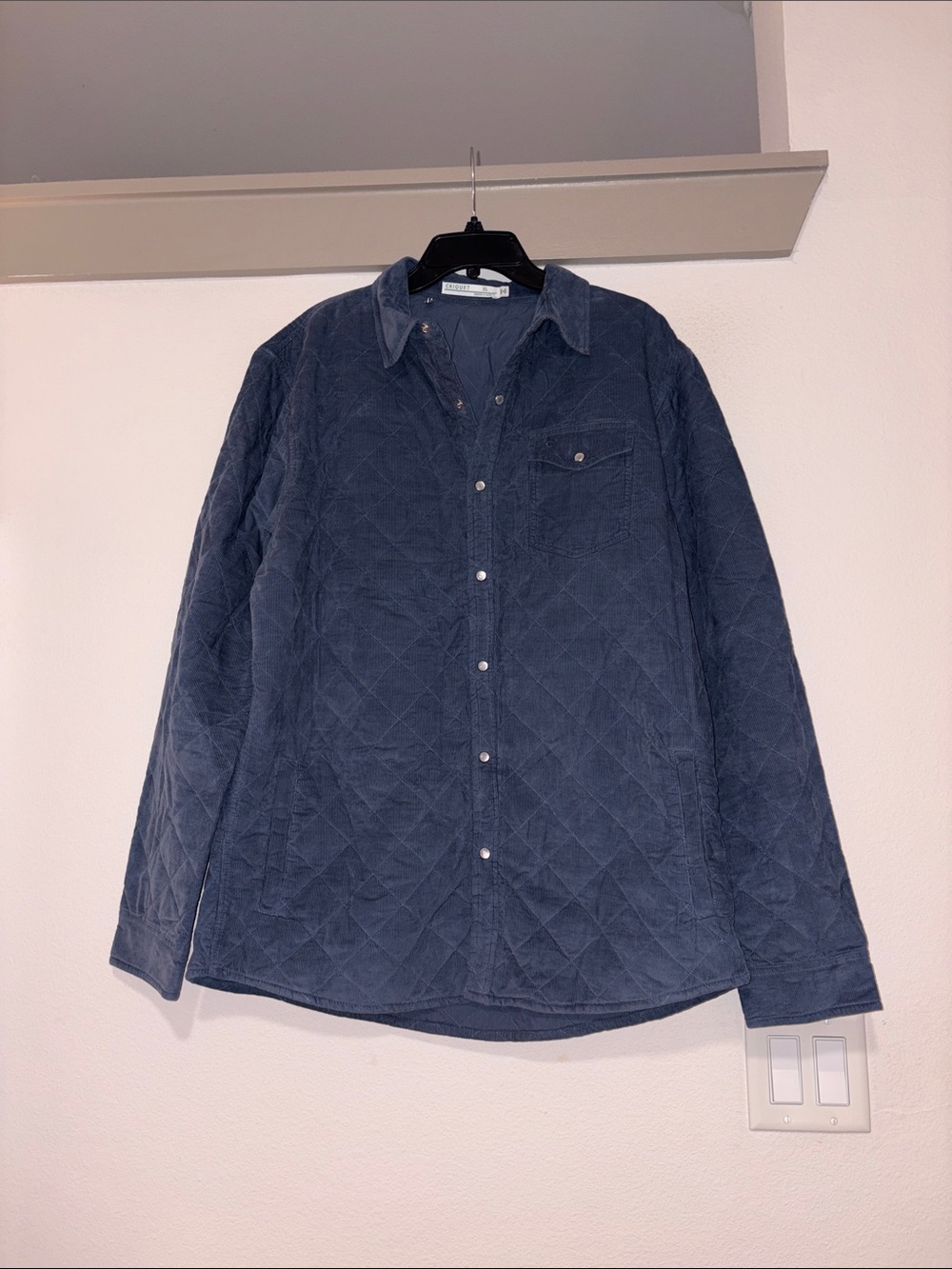 Criquet Men’s Corduroy Quilted Shacket in Blue SZ XL NWOT